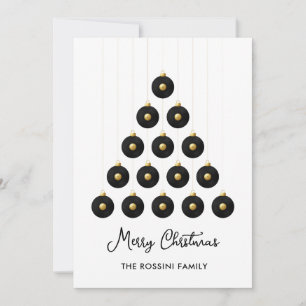 Black and Gold Elegant Record Disc Bauble Holiday Card