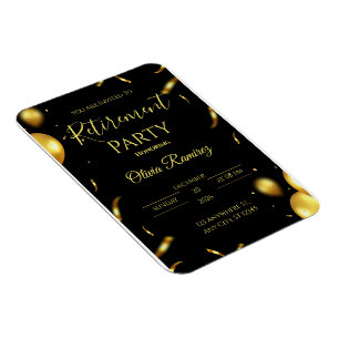 Black And Gold Elegant Retirement  Magnet