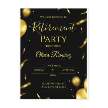 Black And Gold Elegant Retirement 