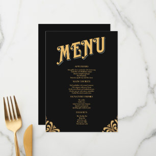 Black and Gold Elegant Simple Wedding Menu