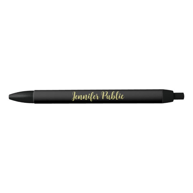 Black And Gold Elegant Template Calligraphy Name Black Ink Pen (Front)