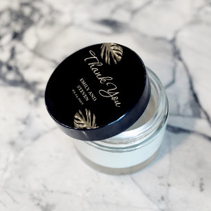 Black and Gold Elegant Thank you Wedding Favour Classic Round Sticker