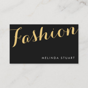Black and Gold Elegant Typography Fashion Stylist Business Card
