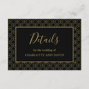 Black and Gold Elegant Wedding Details Enclosure Card