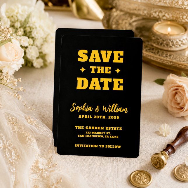 Black and Gold Elegant Wedding Save The Date (Creator Uploaded)