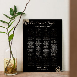 Black and Gold Elegant Wedding Seating Chart Sign