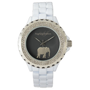 Black and Gold Elephant Elegant Luxurious Monogram Watch