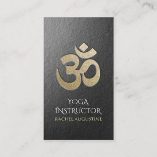 Black and Gold Embossed OM Symbol Yoga Instructor Business Card
