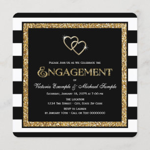 Black and Gold Engagement Party Invitation