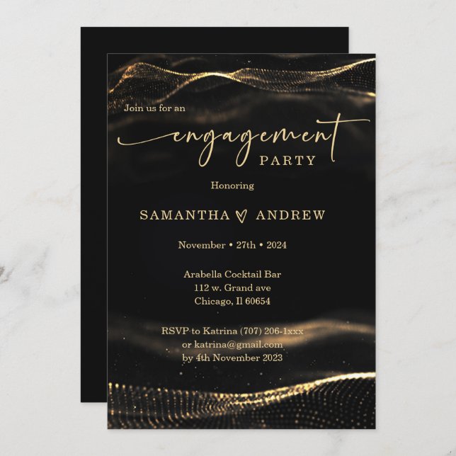 Black and gold Engagement Party Template (Front/Back)