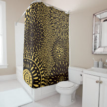 Black and Gold Ethnic Floral Vintage Pattern