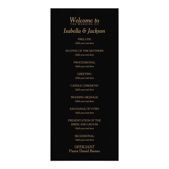 Black and Gold Faux Foil Confetti Dots - Program Rack Card (Back)