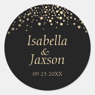 Black and Gold Faux Foil Dots  Classic Round Sticker