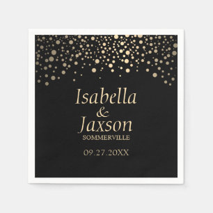 Black and Gold Faux Foil Dots  Napkin