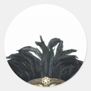Black and Gold Feather Mask Classic Round Sticker