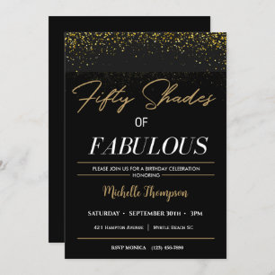 Black and Gold Fifty Shades of Fabulous Birthday Invitation