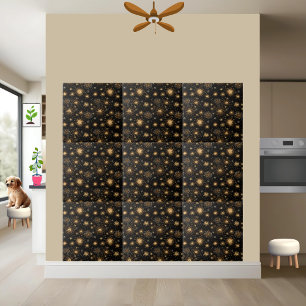 Black and Gold Fireworks Tile