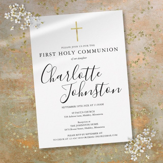 Black And Gold First Holy Communion Invitation (Black And Gold First Holy Communion Invitation)
