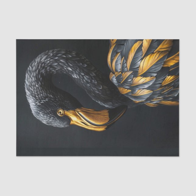 Black and Gold Flamingo8 Tissue Paper (Front)