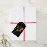 Black and Gold Flecks Wedding Thank You Gift Tag