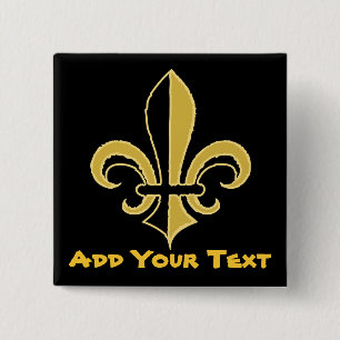 Black and Gold Fleur de lis 15 Cm Square Badge