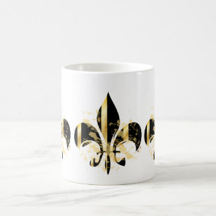 Black and Gold Fleur de Lis Coffee Mug