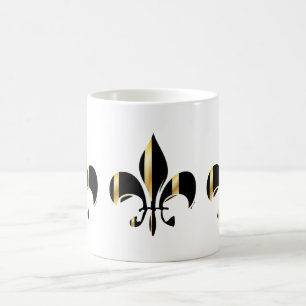 Black and Gold Fleur de Lis Coffee Mug