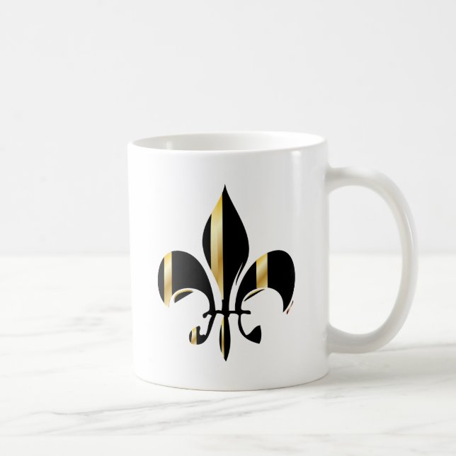 Black and Gold Fleur de Lis Coffee Mug (Right)