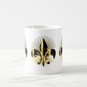 Black and Gold Fleur de Lis Coffee Mug
