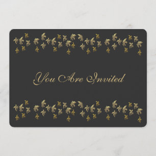 Black and Gold Fleur de Lis Confetti Invitation