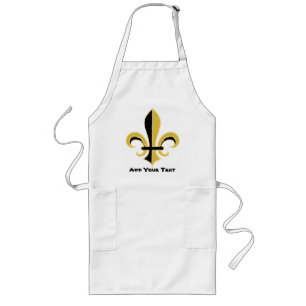 Black and Gold Fleur de lis Long Apron