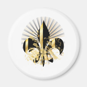 Black and Gold Fleur de Lis Magnet
