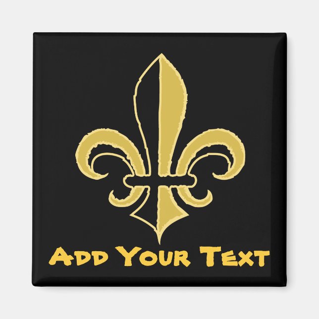 Black and Gold Fleur de lis Magnet (Front)