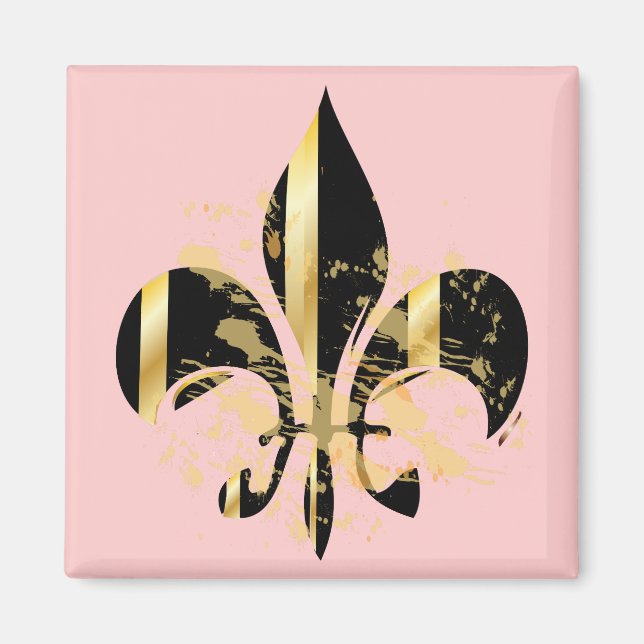Black and Gold Fleur de Lis Magnet (Front)