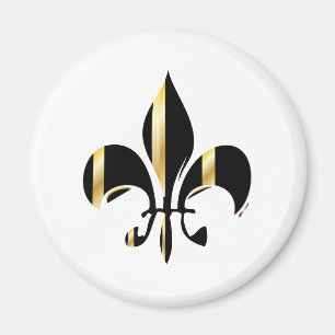 Black and Gold Fleur de Lis Magnet