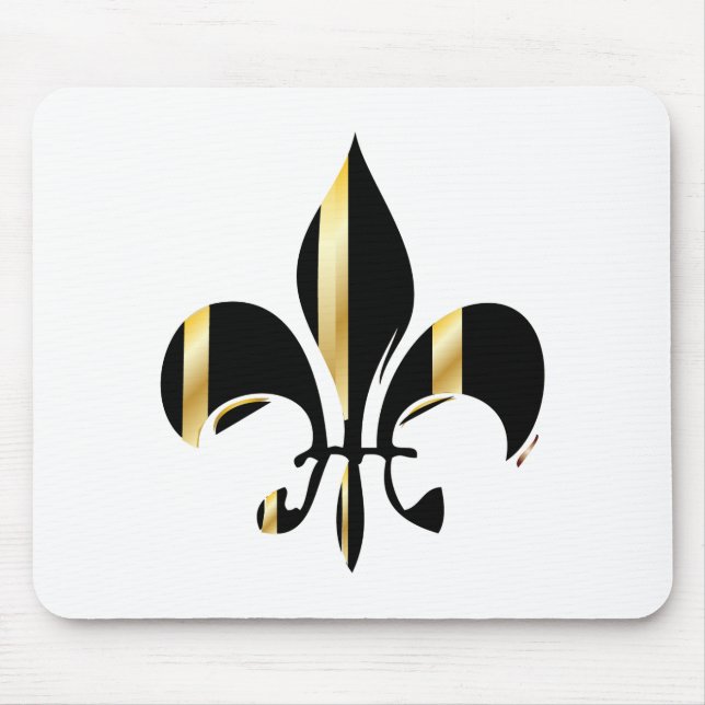 Black and Gold Fleur de Lis Mouse Pad (Front)