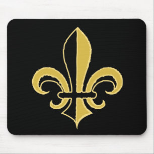 Black and Gold Fleur de lis Mouse Pad