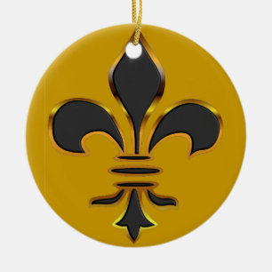Black and Gold Fleur de lis Ornament