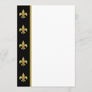 Black and Gold Fleur de Lis Panel Invitation