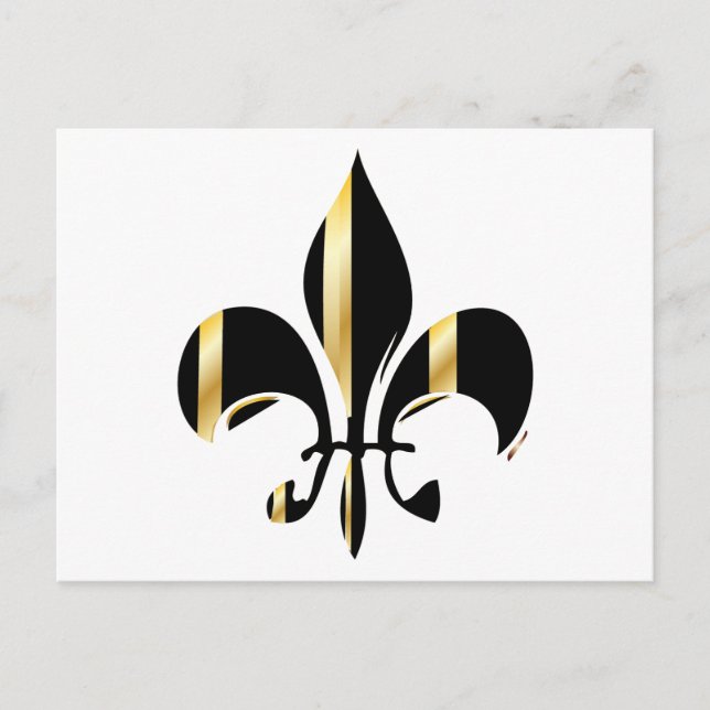 Black and Gold Fleur de Lis Postcard (Front)