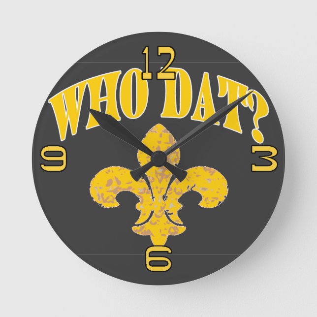 Black and Gold Fleur De Lis Round Clock (Front)