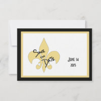 Black and Gold Fleur de Lis Save the Date Cards