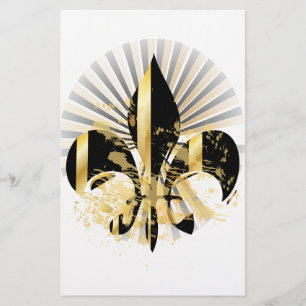 Black and Gold Fleur de Lis Stationery