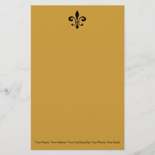 Black and Gold Fleur De Lis Stationery