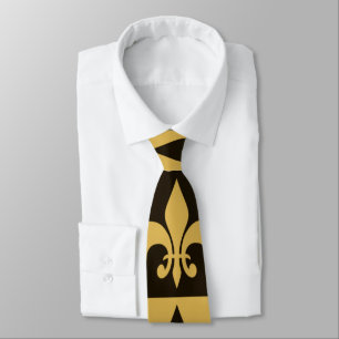 Black and Gold Fleur de lis Tie