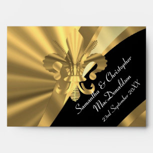 Black and gold fleur de lys envelopes