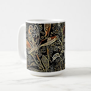 Black and Gold Floral Art Cup Mug