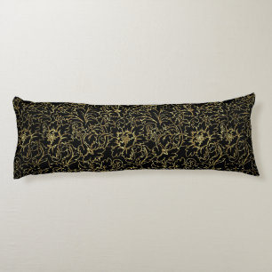 Black And Gold Floral Damasks Body Cushion