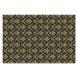 Black And Gold Floral Damasks Lace Pattern Tissue Paper