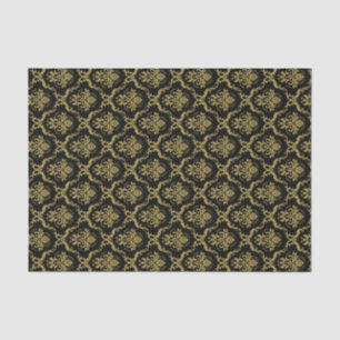 Black And Gold Floral Damasks Lace Pattern Tissue Paper